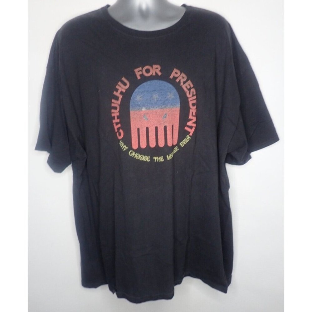 Vintage Cthulhu For President‎ Mens T shirt Hanes 3XL Black Pacman Classic